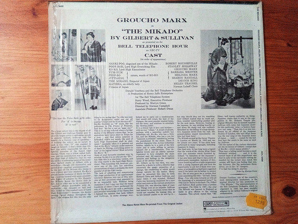 Groucho Marx With Robert Rounseville, Stanley Holloway, Barbara Meister (2), Dennis King (4), Helen Traubel - The Mikado  (LP, Album, Mono, RE)