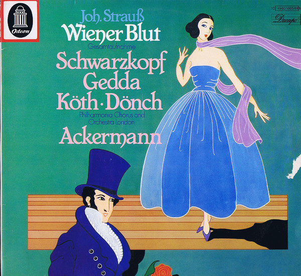 Joh. Strauß*, Schwarzkopf* • Gedda* • Köth* • Dönch* • Ackermann* - Wiener Blut (Gesamtaufnahme) (LP, S/Sided + LP + Album, Mono, RE)