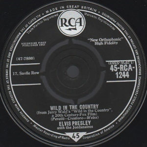 Elvis Presley - Wild In The Country (7", Single)