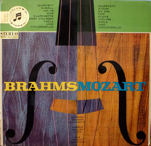Brahms*, Mozart*, Das Drolc Quartett* - Quintett H-Moll Op. 115 Für Klarinette Zwei Violinen Viola und Violoncello / Quartett A-Dur KV 298 Für Flöte Violine Viola Und Violoncello (LP, Album)
